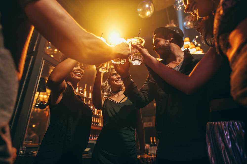 A group at one of the top bars in Fredericksburg, TX.