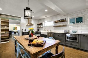 The kitchen at a Fredericksburg rental near dance halls like Albert Dance Hall.