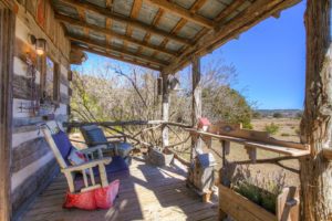 The porch of a Fredericksburg, TX, rental to enjoy a bakery treat on.