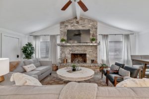 The living room of a vacation rental to relax and drink wine from the top wineries in Fredericksburg.